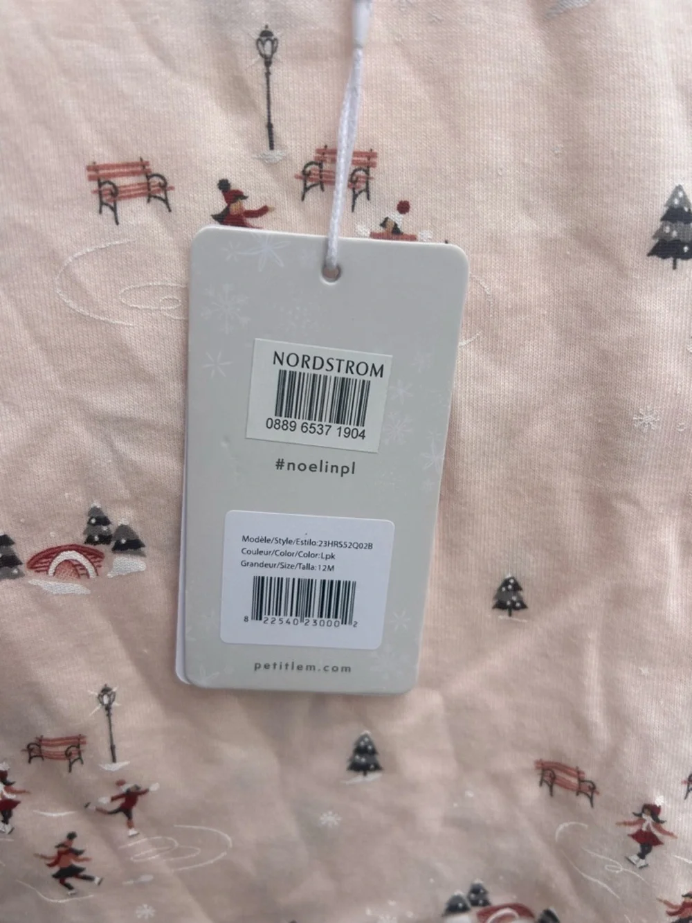 Petit Lem Light Pink Holiday Print Kids Pajama Set
